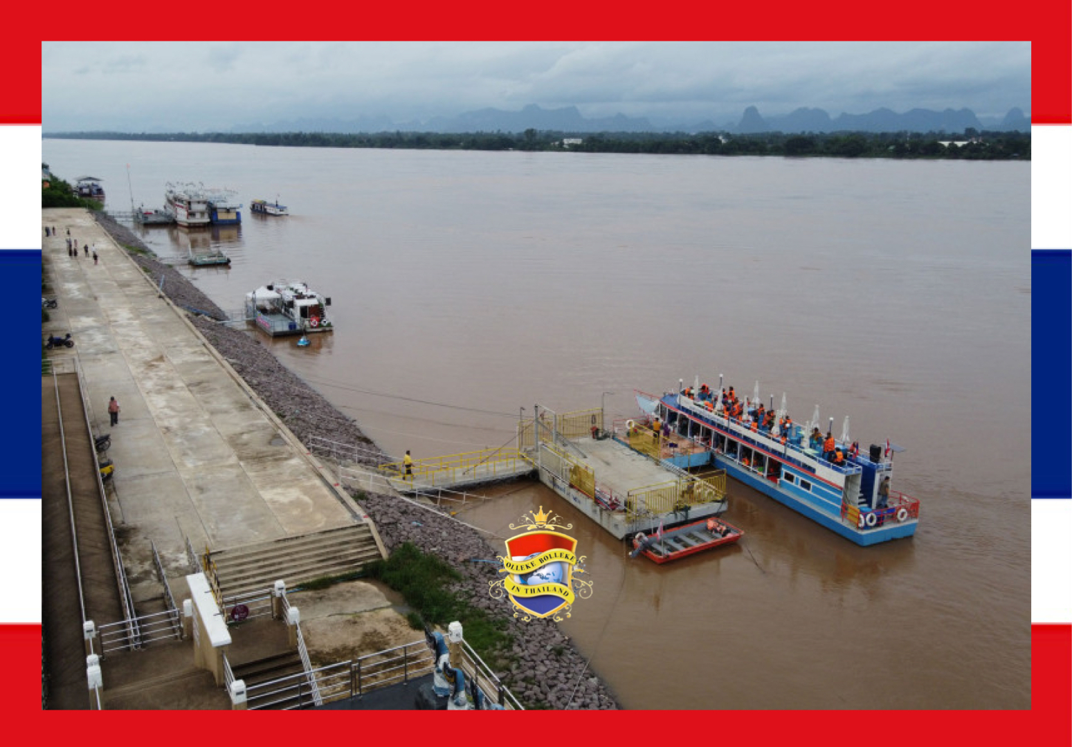 Het niveau van de Mekong daalt, de ondergelopen rijstvelden in Noordoost-Thailand lopen leeg