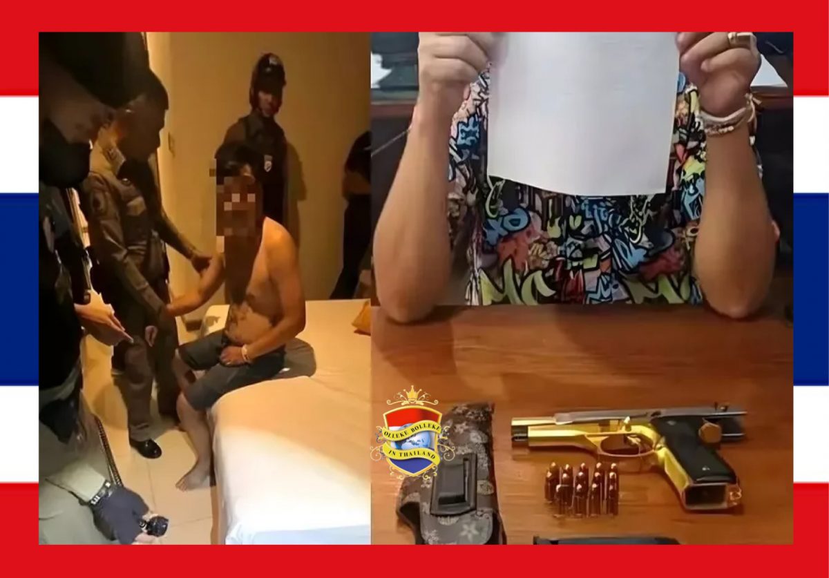 Thaise man bedreigde in Zuid-Thailand een Russische vrouw met een gouden 9mm Baretta