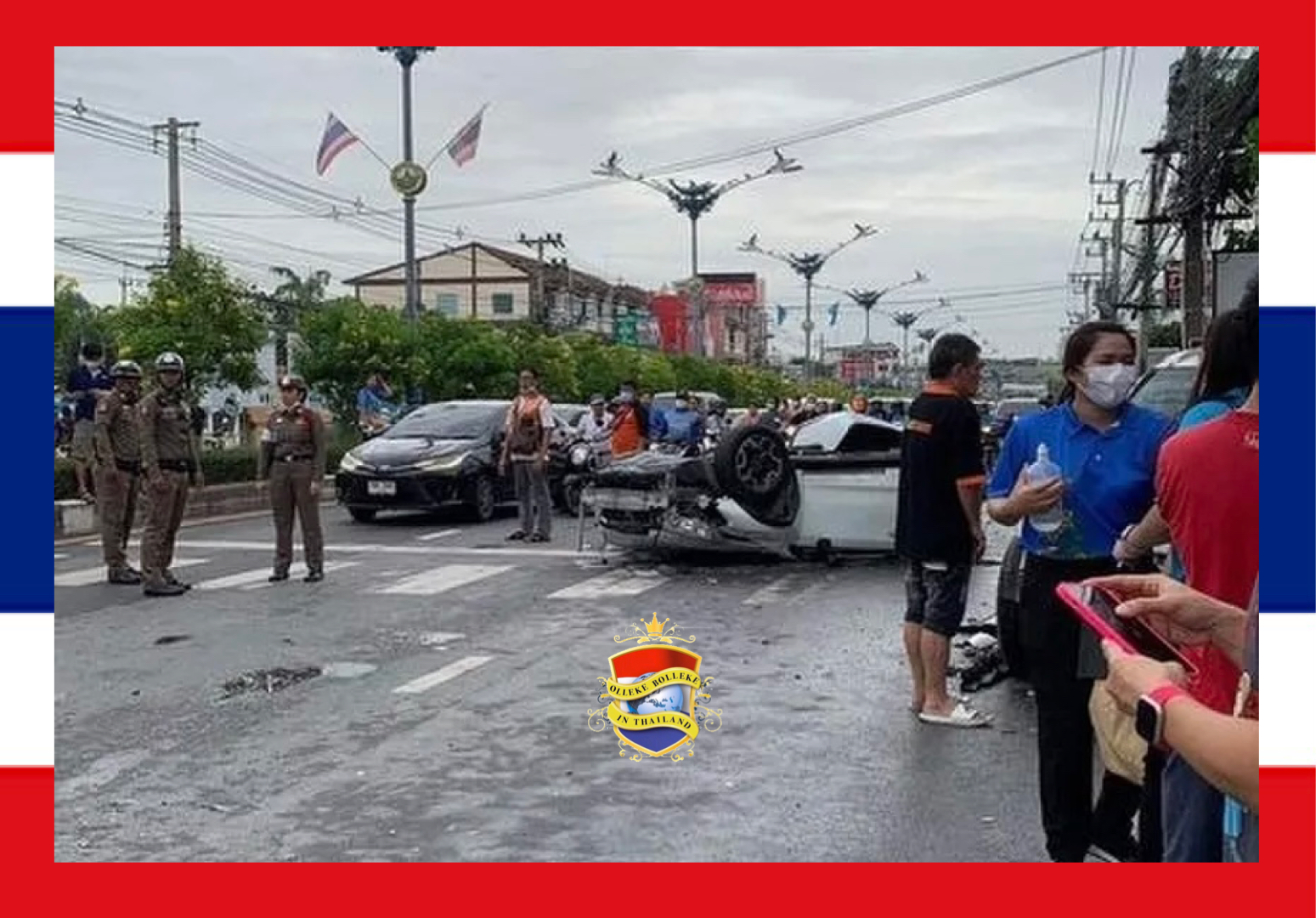 Buitenlandse spookrijder zorgt in Oost-Thailand voor een complete chaos met vijf gewonden en vier beschadigde voertuigen