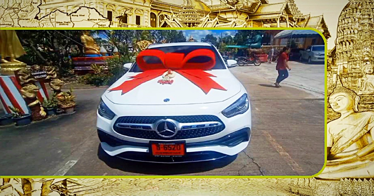 De Mercedes-Benz van de filantroop uit Chanthaburi zorgt voor loterijwaanzin in Noordoost-Thailand 