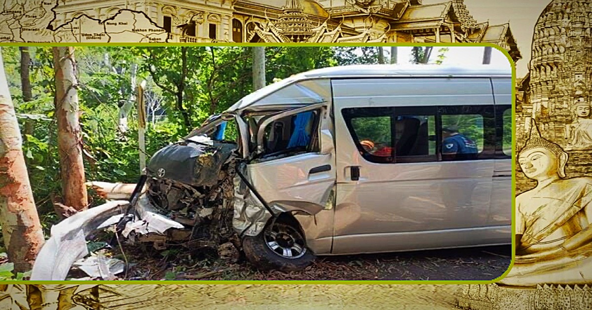 Onervaren chauffeur van minibus met toeristen raakt in Noord-Thailand de macht over het stuur kwijt met als gevolg zeven gewonden