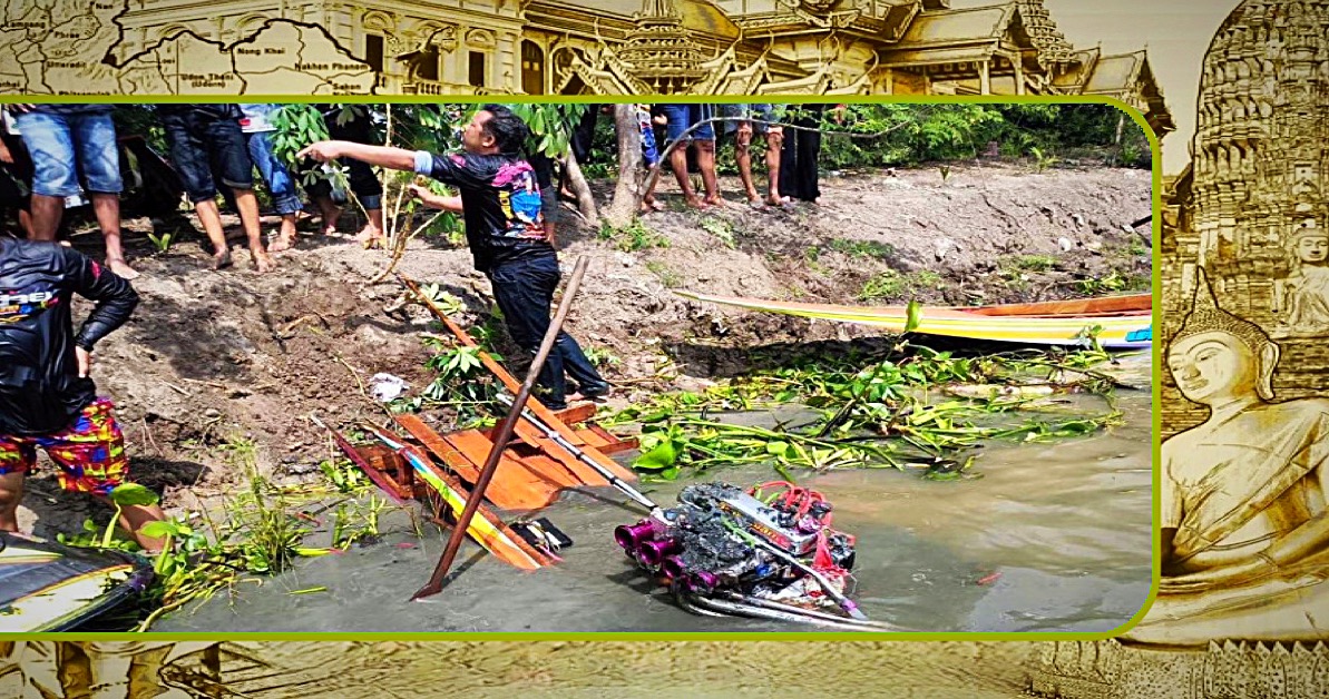 Jetski ramt op de Khlong Nong Ngu Hao in Centraal-Thailand een longtailboot, waarbij drie mensen om het leven kwamen 