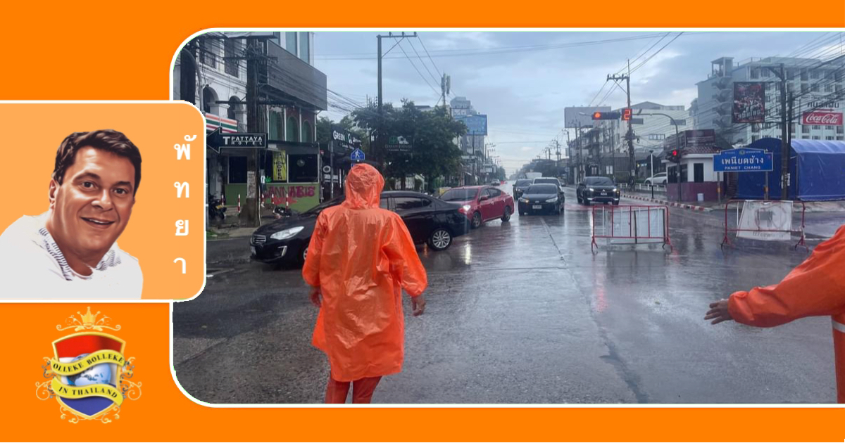 Onvoorspelbare zware regen zette in korte tijd verschillende gebieden in Pattaya onder water