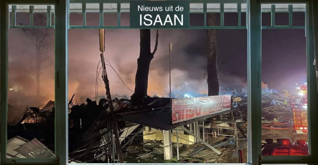 Alles verzengende brand verwoest 300 winkeltjes in Noordoost-Thailand 