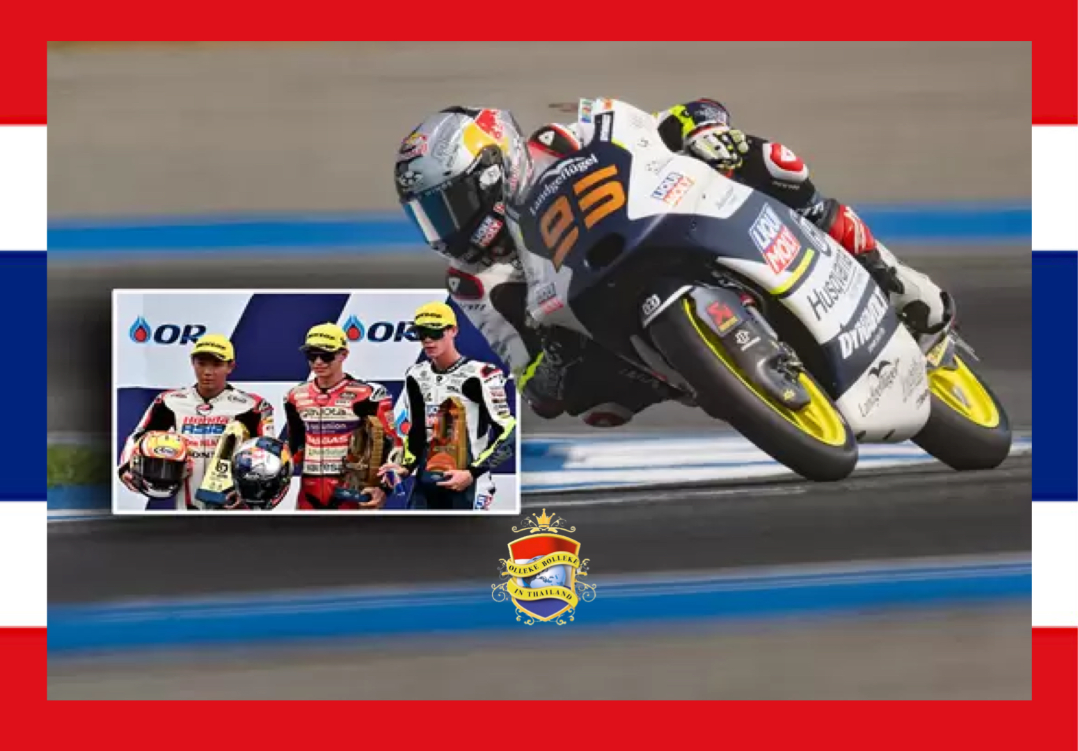 Eerste podiumplaats Hollandse Collin Veijer in Moto3 in Thailand na sensationele race