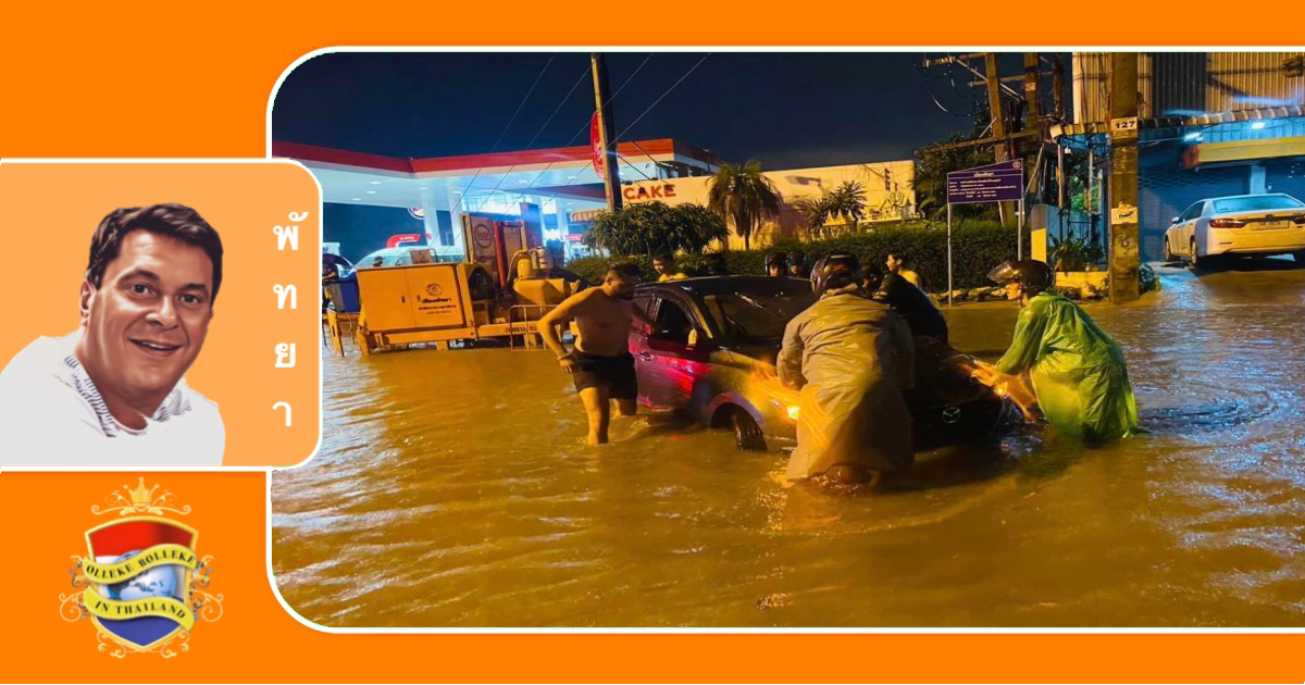 De kustplaats Pattaya staat weer zwaar onder water