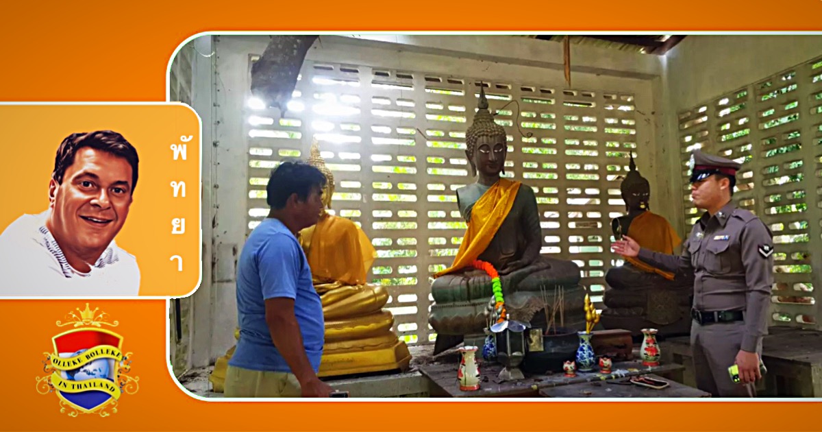Dieven dringen in de nachtelijke uren een tempel in Oost-Thailand binnen en hakken hoofd en de armen van Boeddhabeelden af
