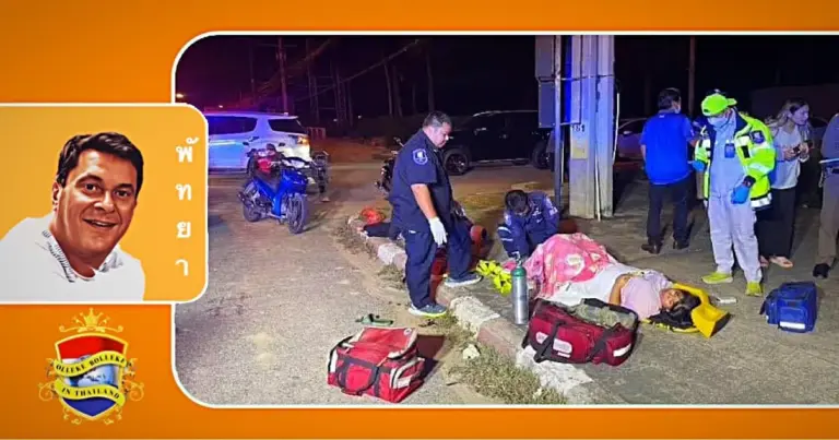 Zwangere vrouw bevalt direct na een verkeersongeval in Pattaya op straat 