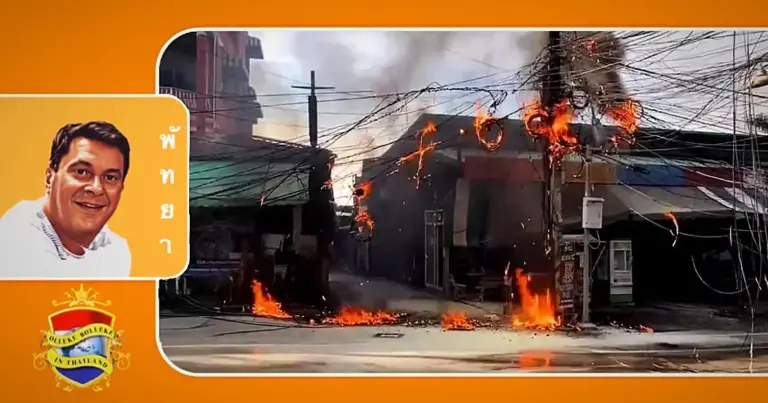 Pattaya weer geconfronteerd met kabelbrand met als gevolg langdurige stroomstoringen