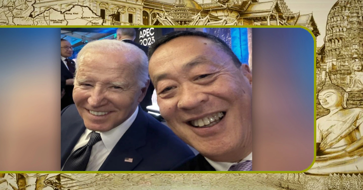 Premier Srettha Thavisin van Thailand maakt een selfie met Joe Biden