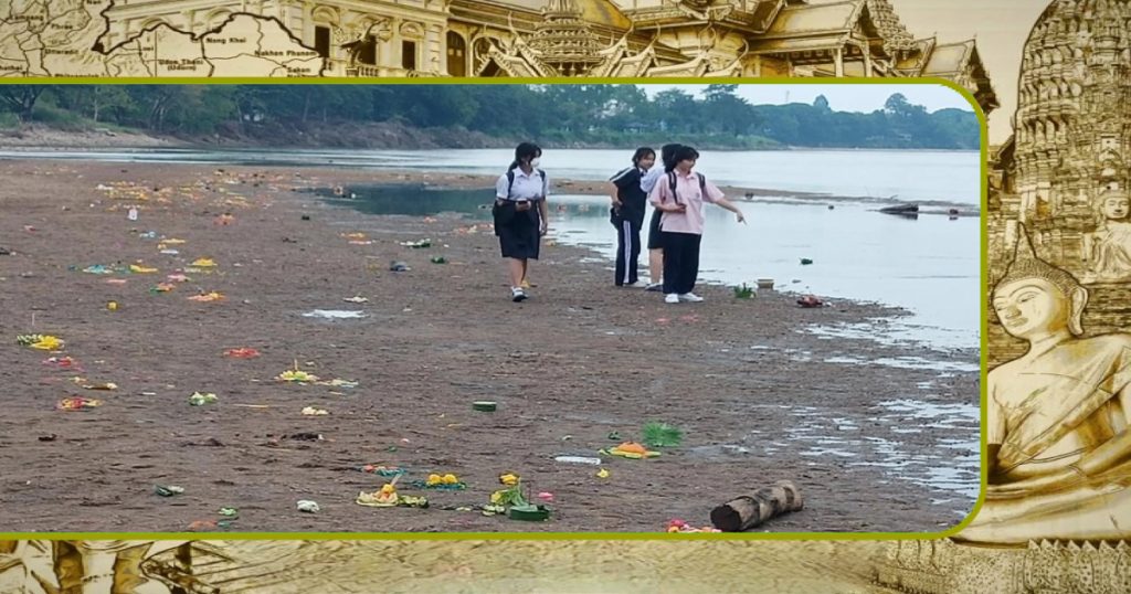 Loy Krathong in Kamphaeng Phet verliep teleurstellend nadat de Krathong’s aan de grond vastliepen omdat de Ping-rivier laag stond