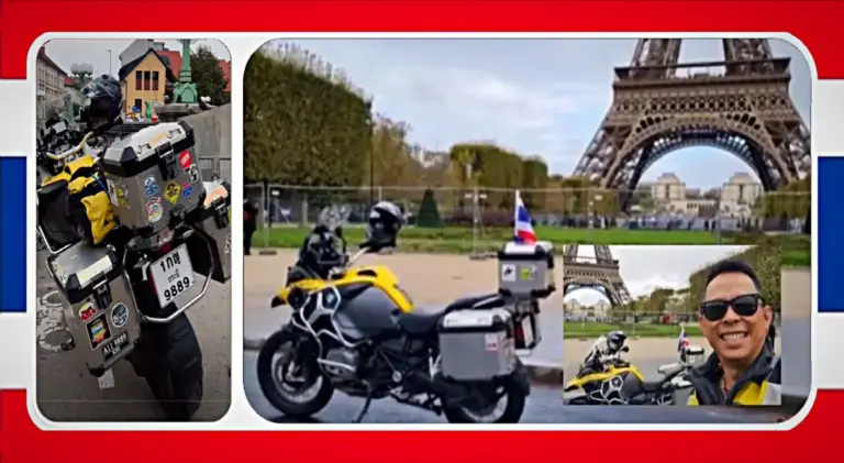 🎥 | Thaise man legt op zijn motor een afstand van 20.000 kilometer af om de Eiffeltoren in Parijs te zien.