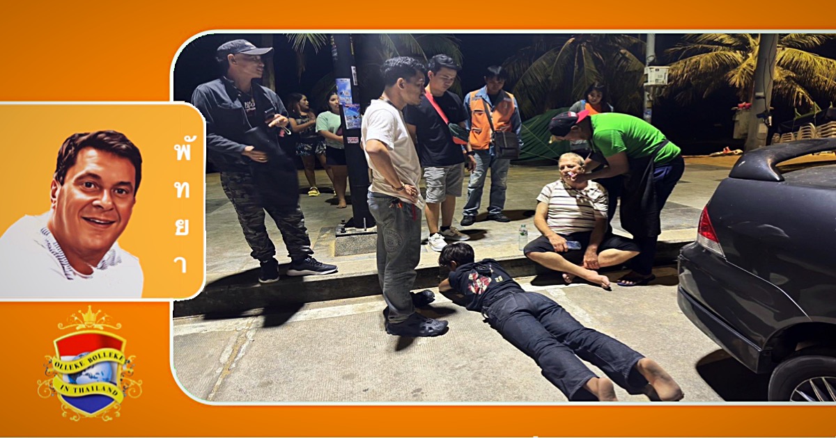Politie Pattaya staat een Turkse toerist bij om 13-jarige diefje op Jomtien Beach bij zijn kladden te grijpen