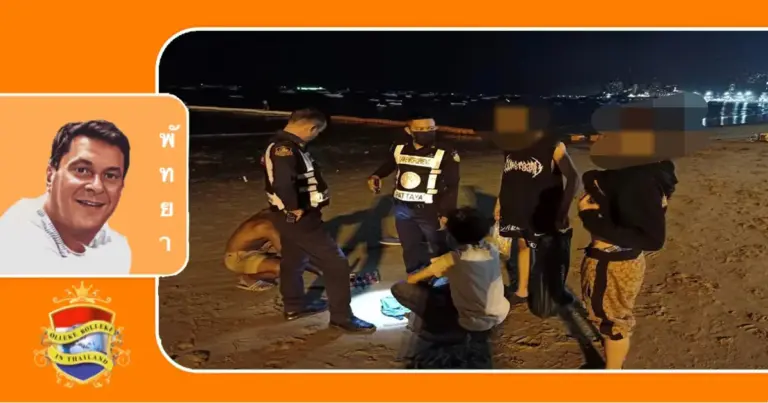 Vuurwerk ’s avonds laat op het strand van Pattaya geeft aanleiding tot bezorgdheid over de veiligheid