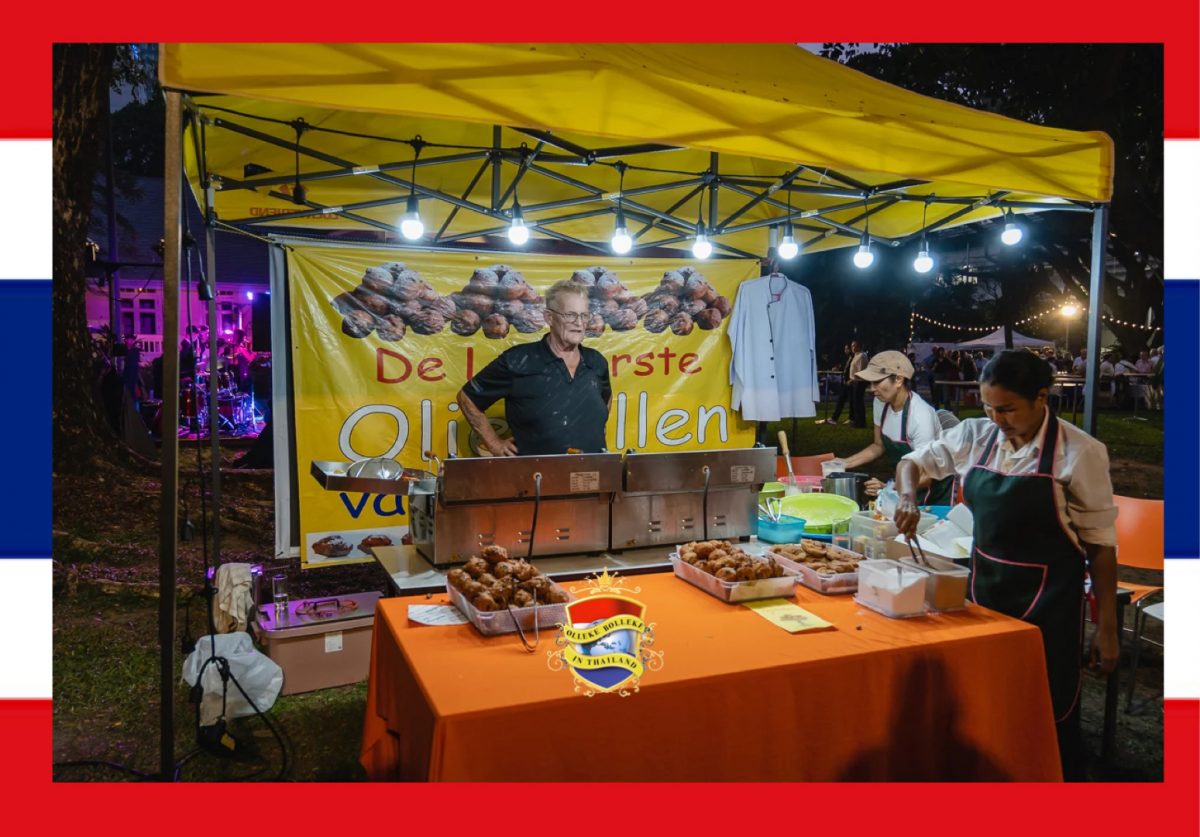 John Pirovano trakteert de lekkerste oliebollen van Thailand op de Nieuwjaarsreceptie van de Nederlandse gemeenschap in Bangkok
