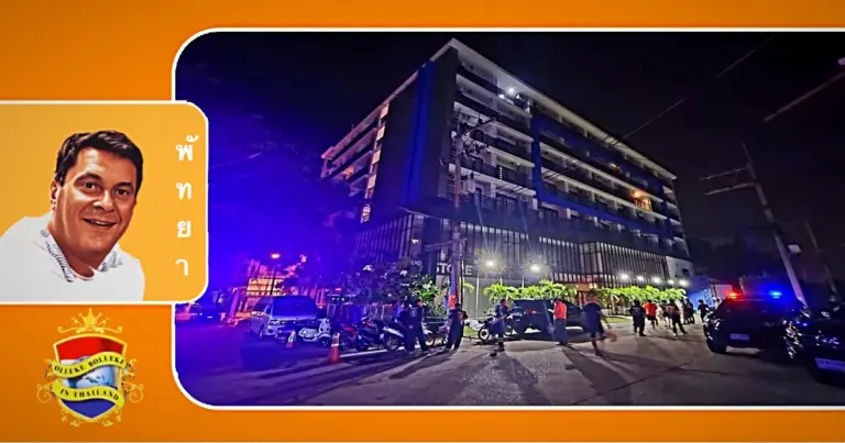 Bewaker in Pattaya schrok zich wezenloos toen een Zweedse man van de derde verdieping dood naast hem neerstortte