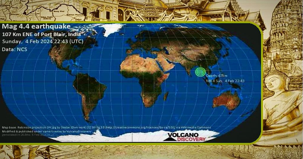 Matige aardbeving trof vanmorgen de Andaman-eilanden
