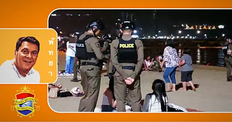 De politie voert controles uit om de veiligheid op het strand van Pattaya te garanderen