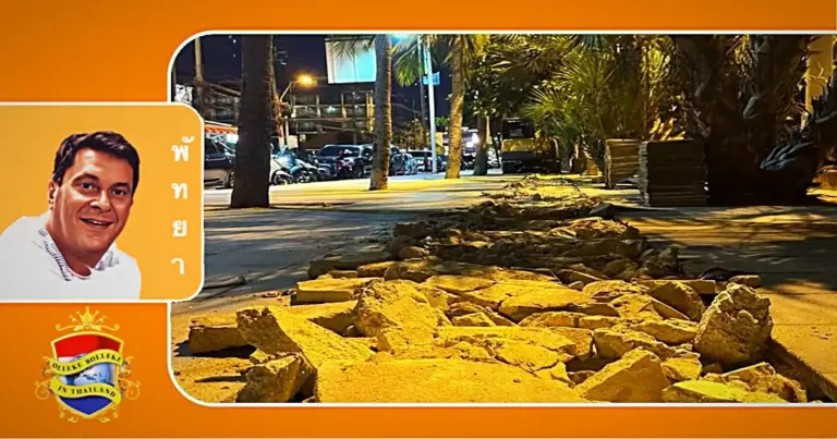 De aanleg van het Jomtien beach is een hindernisbaan voor mindervaliden en moeders met kinderwagens