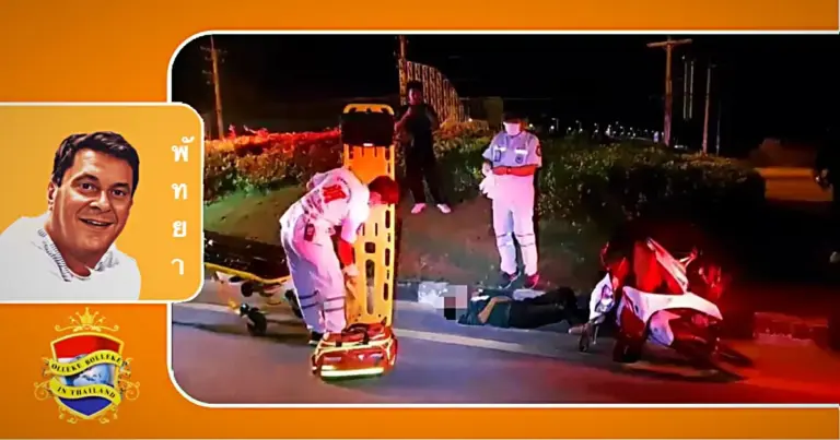 Dronken motorrijder bewusteloos aangetroffen na ongeval op de Sukhumvit road in Pattaya