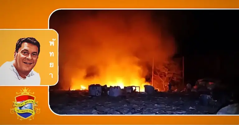 Grote brand op een vuilnisbelt in het tambon Huay Yai, ten zuiden van Pattaya