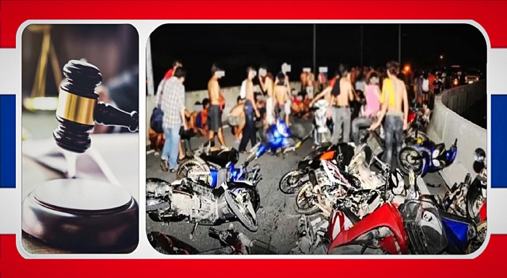 Rechtbank in Centraal-Thailand veroordeeld, beboet ouders omdat ze hun kinderen in Samut Prakan hebben laten straatracen