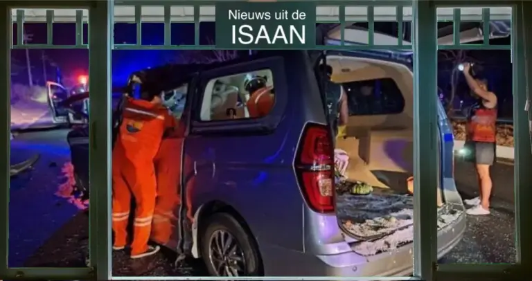 Een pelgrimstocht van een Thais gezin eindigt in een gruwelijke rampspoed in de provincie Buriram in Noordoost-Thailand 