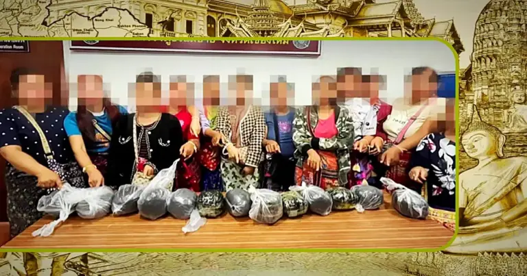 ‘Zwangere’ vrouwen uit de bergstammen in Noord-Thailand betrapt op de smokkel van opium