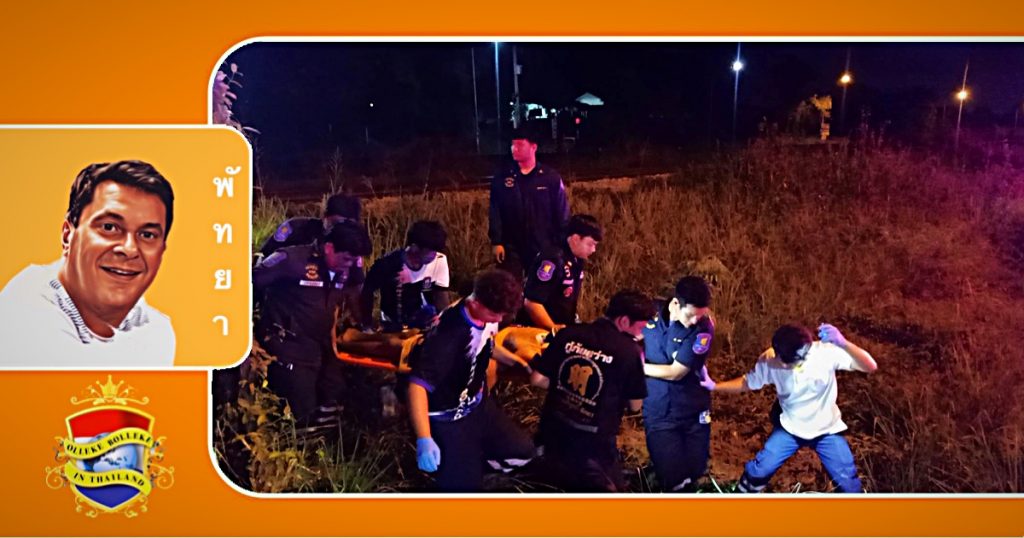 Dronken man springt in Pattaya voor de trein en loopt lichte verwondingen op