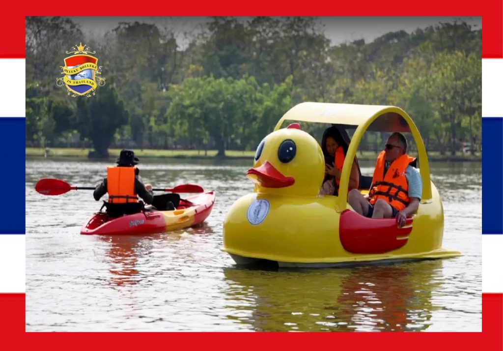 Nu ook gratis waterfietsen in het Rot Fai park in de Thaise hoofdstad Bangkok