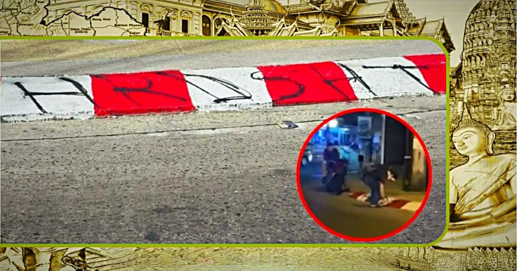 Twee buitenlandse graffiti spuiters in Phuket door de bewoners in het zoeklicht van de politie geplaatst