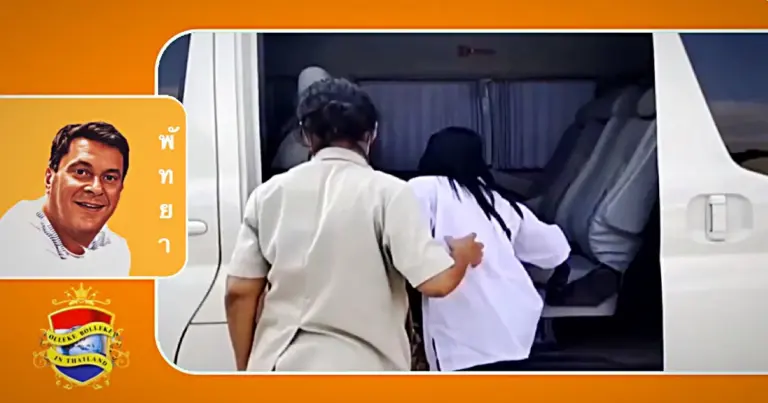 Thaise vrouw ontsnapt in Pattaya aan haar gewelddadige Oostenrijkse man en zoekt onderdak in de tempel