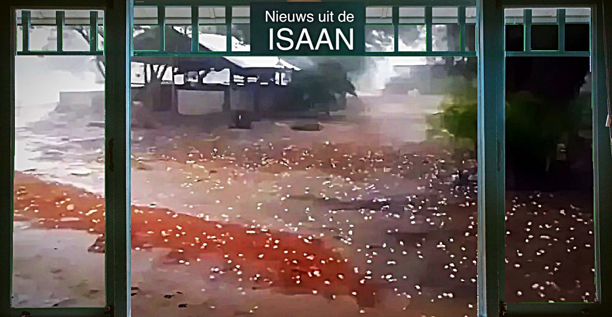 Zware hagelbuien in Noordoost-Thailand met hagelstenen zo groot als tennisballen 