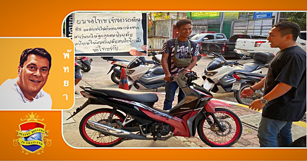 Berouwvolle dief in Pattaya geeft gestolen motorfiets met verontschuldigingsbriefje terug
