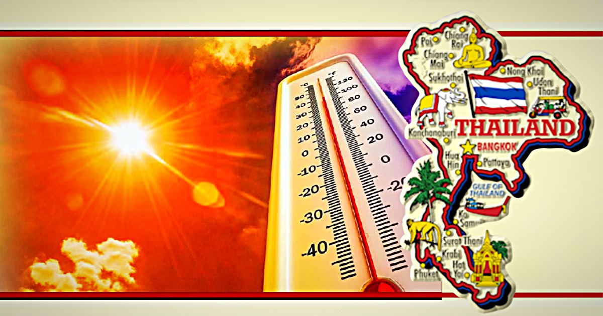 Oost Thailand krijgt te maken met temperaturen van 51,4°C Celsius, zo waarschuwt TMD, en dat is geen vertaalvoutje van uw nieuwsbeer