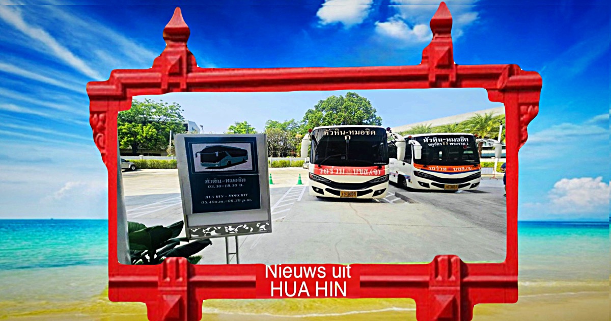 Het nieuwe busstation in Market Village Hua Hin is in vol bedrijf