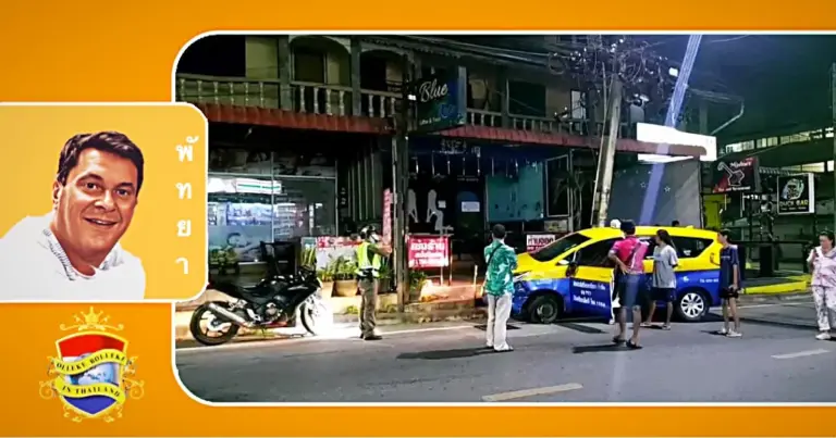Wilde rit van een dronken taxi-chauffeuse eindigt in een bar in Pattaya Oost
