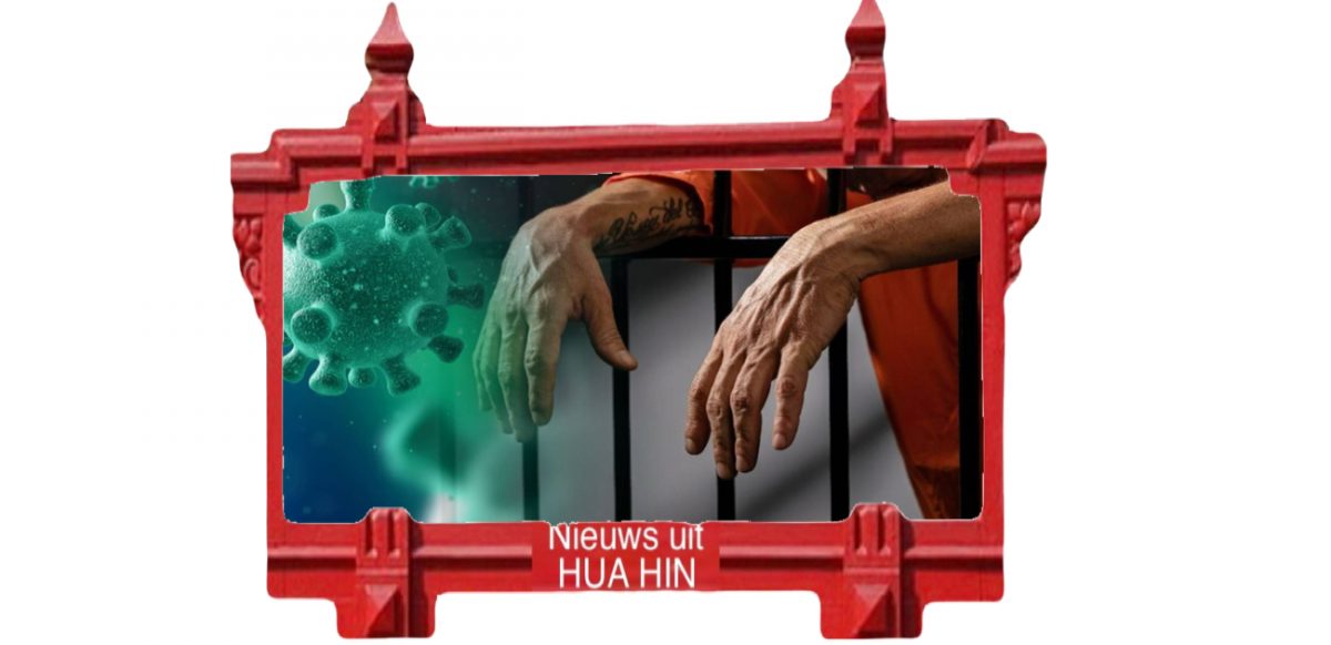 De gevangenis Prachuap Khiri Khan zet een noodcentrum op om een covid19 uitbraak onder controle te houden