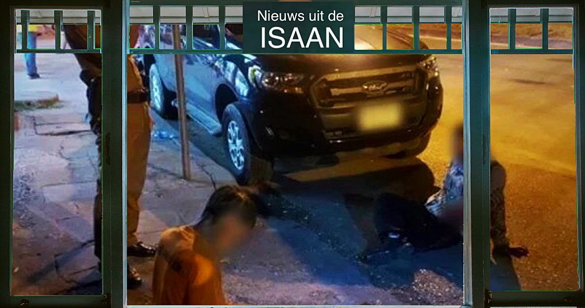 Door een gewelddadig treffen tussen politie en restauranteigenaar in Noordoost-Thailand raakte beiden gewond