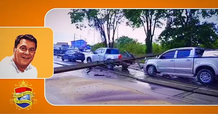 Buitenissige onweersbui veroorzaakt chaos en verwondingen op de Chonburi-weg