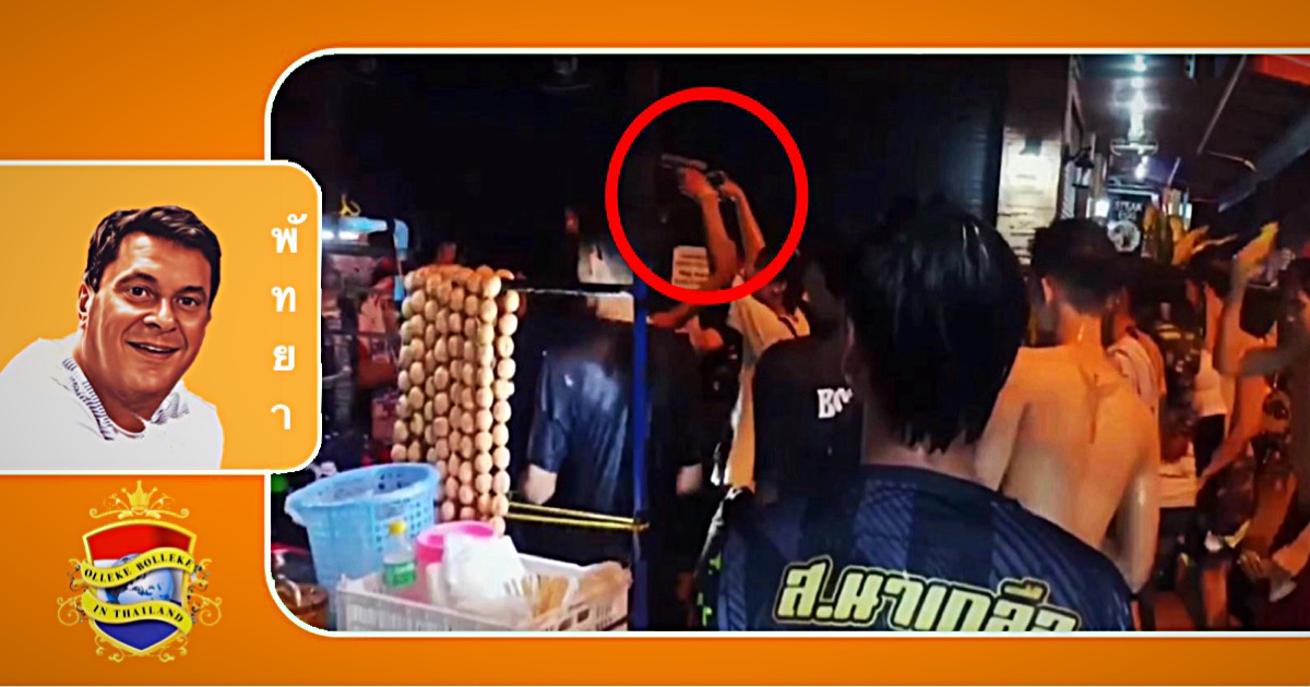 Paniek in het centrum van Pattaya, wanneer een tiener met twee pistolen begint te zwaaien