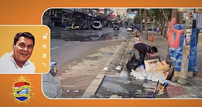 De beach road van Pattaya ziet na het verwijderen van 20 ton afval er weer alleszins redelijk uit