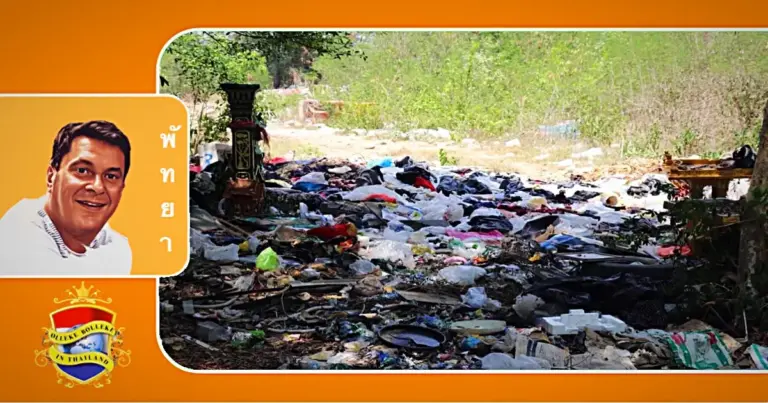 Stinkende illegale stortplaats in een bos in het Tambon Huay Yai in Oost-Pattaya ontdekt