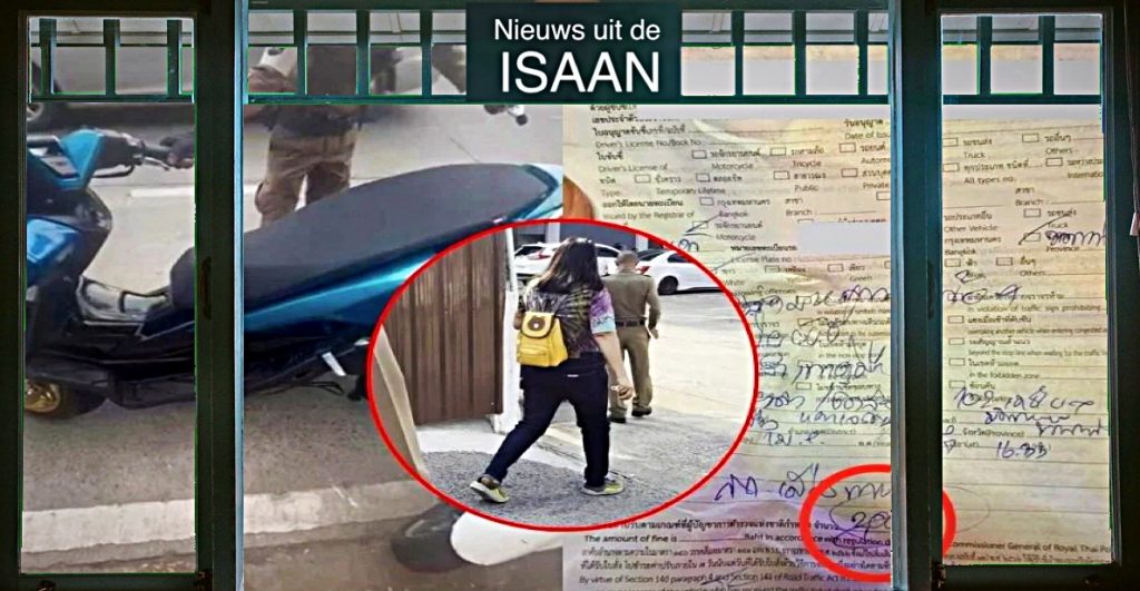 Thaise vrouw klapt in Noordoost-Thailand uit de school over de liefdes gerelateerde verkeersboetes van corrupte agent