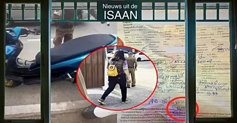 Thaise vrouw klapt in Noordoost-Thailand uit de school over de liefdes gerelateerde verkeersboetes van corrupte agent