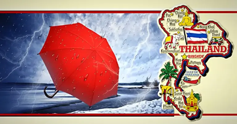Het Thaise weerbureau waarschuwt voor zware regenval, tropische stormen en hagel