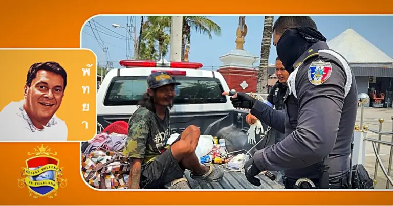 Interventieteam van politie Pattaya ingezet om drie gewapende verwarde daklozen op te pakken