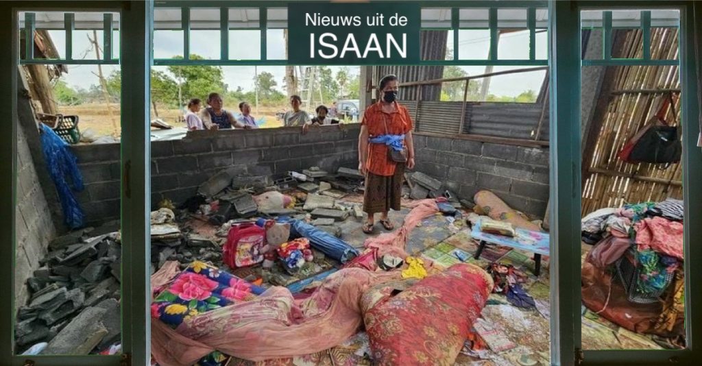 Een voortrazende storm heeft Ubon Ratchathani honderden huizen onbewoonbaar gemaakt waarbij een jong kind omkwam