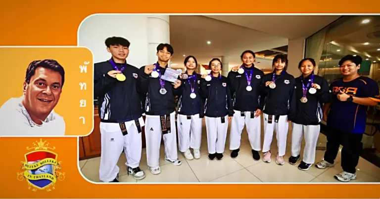 Jonge atleten uit Pattaya geëerd door locoburgemeester, Khun Boonsawat voor het winnen van nationale taekwondowedstrijden
