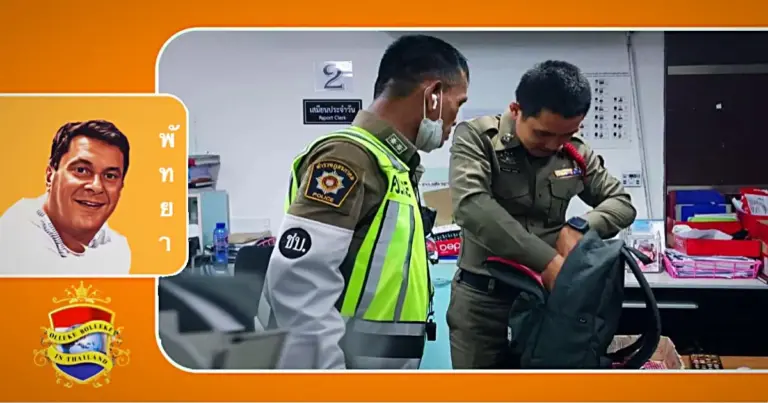 De politie van Pattaya dringt er bij de eigenaar op aan om de met drugs gevulde rugzak op te halen